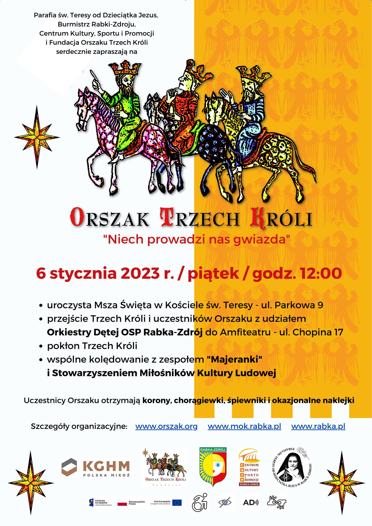 Plakat ze szczegółami wydarzenia Orszak Trzehc Króli